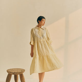 LINEN BLOOM MIDI DRESS